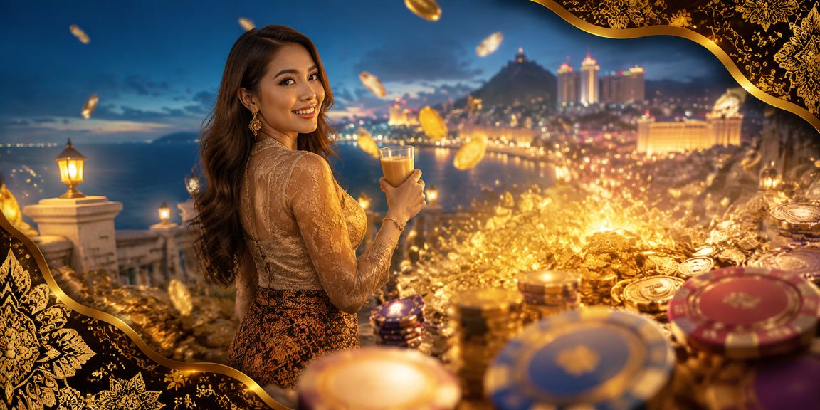 Suasana kasino Genting Highlands Malaysia dengan motif batik yang meriah